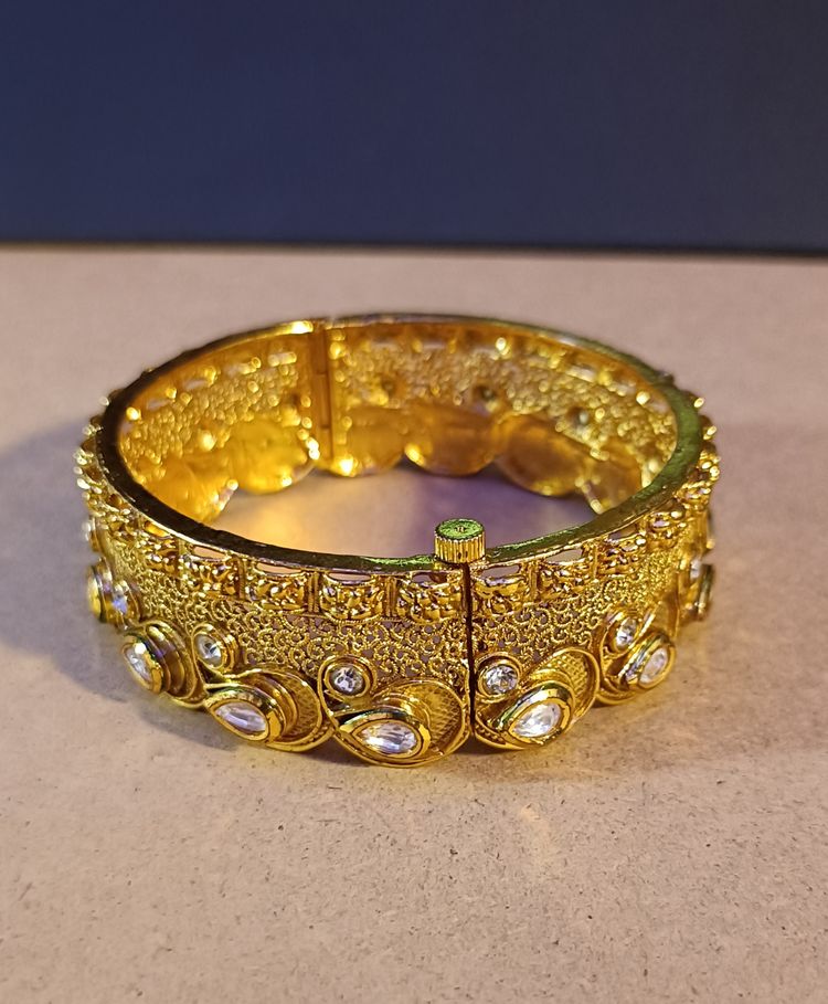 Gold-Tone Indian Hinged Bangle Bracelet image 2