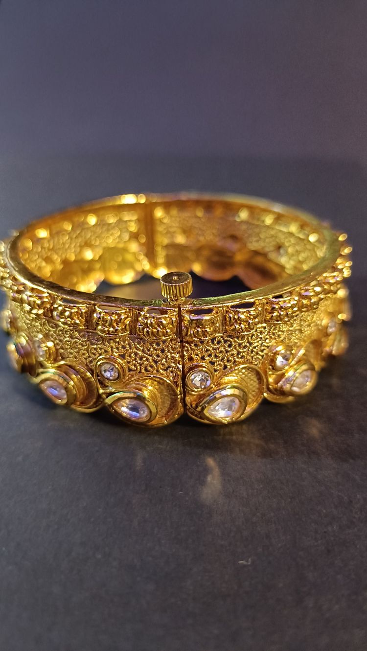 Gold-Tone Indian Hinged Bangle Bracelet image 8