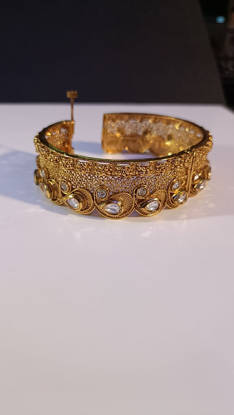 Gold-Tone Indian Hinged Bangle Bracelet image 5