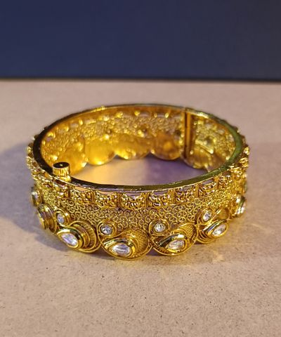 Gold-Tone Indian Hinged Bangle Bracelet