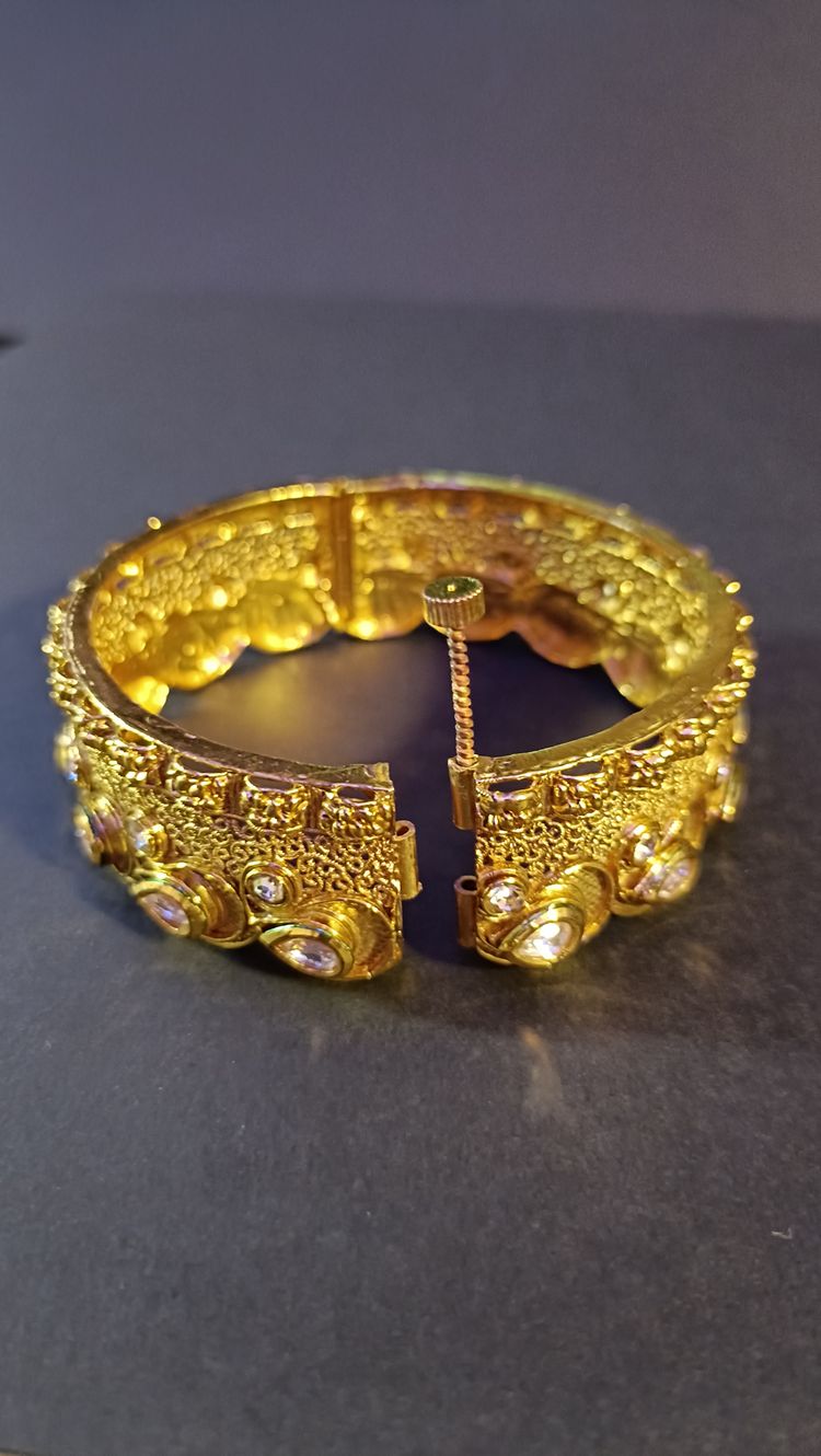 Gold-Tone Indian Hinged Bangle Bracelet image 7