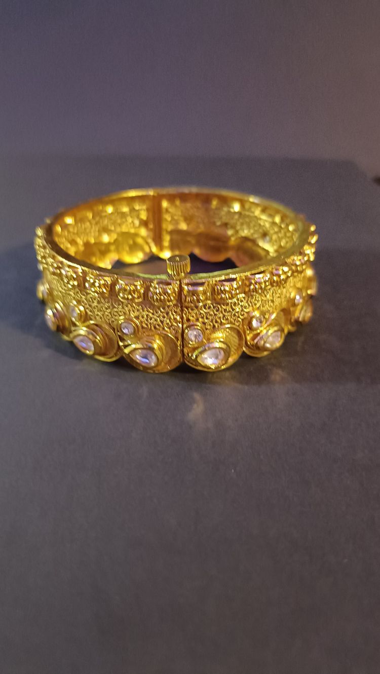 Gold-Tone Indian Hinged Bangle Bracelet image 9