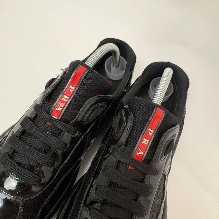 Prada America’s Cup Black Patent Leather Trainers Shoes With Box - UK7.5 obraz 5