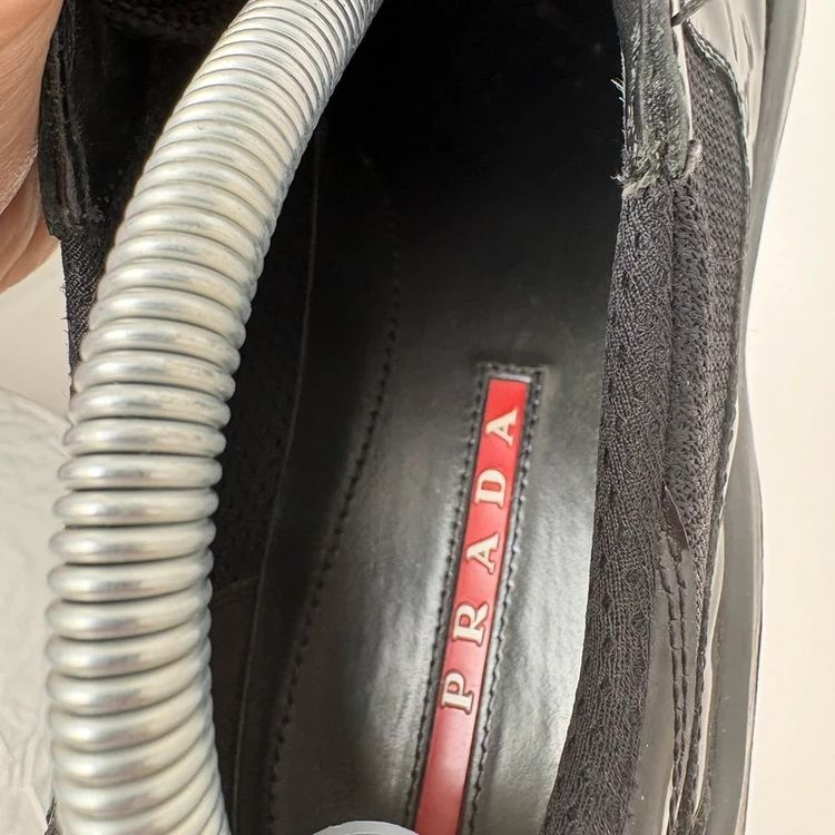 Prada America’s Cup Black Patent Leather Trainers Shoes With Box - UK7.5 obraz 7