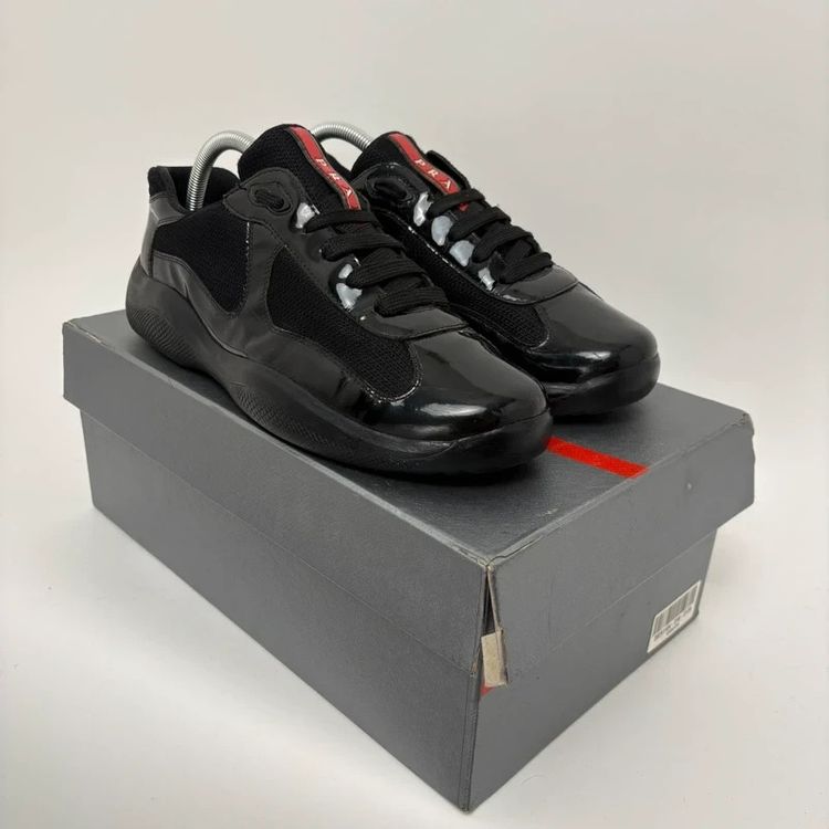 Prada America’s Cup Black Patent Leather Trainers Shoes With Box - UK7.5 obraz 1