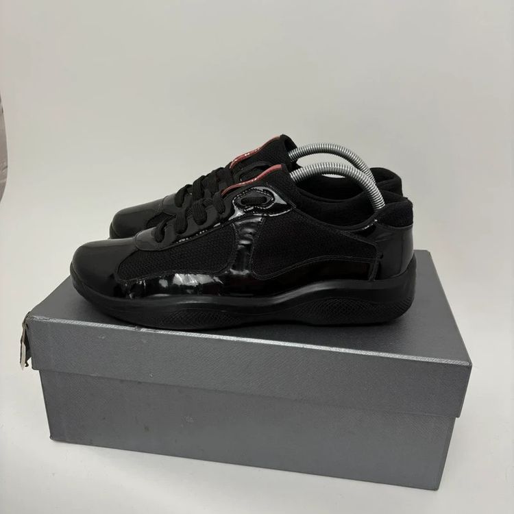 Prada America’s Cup Black Patent Leather Trainers Shoes With Box - UK7.5 obraz 4