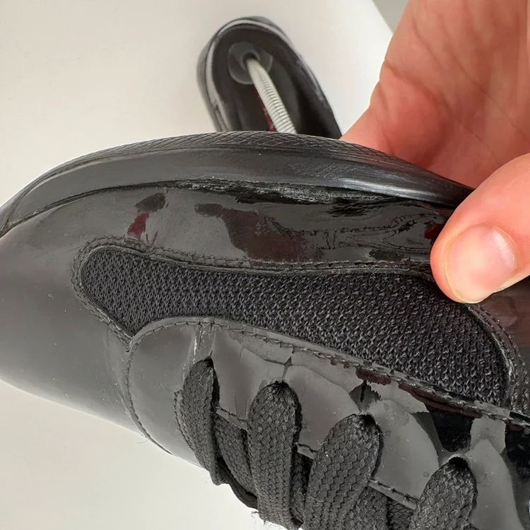Prada America’s Cup Black Patent Leather Trainers Shoes With Box - UK7.5 obraz 9