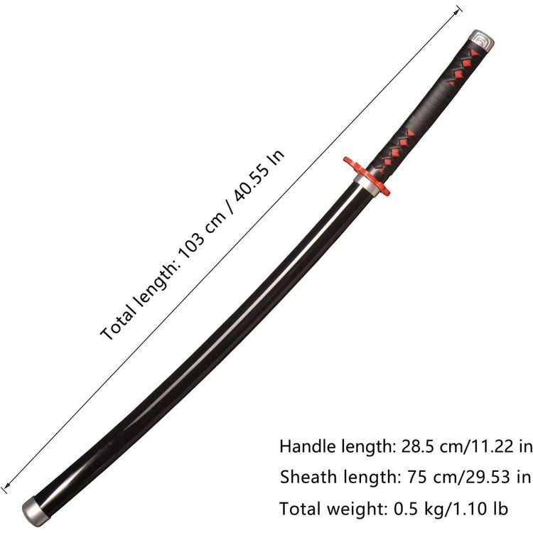 Demon Slayer Sword Tanjiro Rengoku Hilt Fire Breath Wooden Katana Cosplay Sword image 4