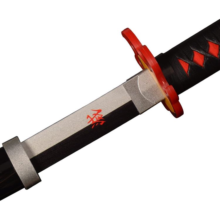Demon Slayer Sword Tanjiro Rengoku Hilt Fire Breath Wooden Katana Cosplay Sword image 5