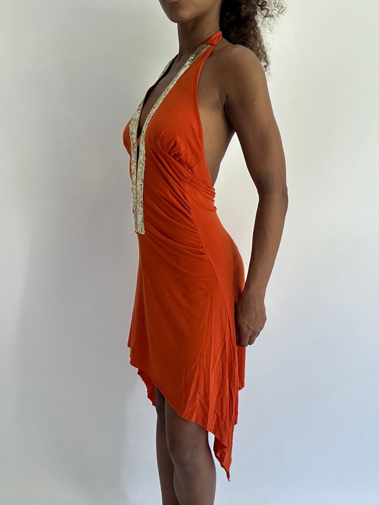 💻‼️| small orange halterneck sequin mini dress 6