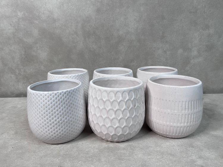 White Textured Ceramic Pots