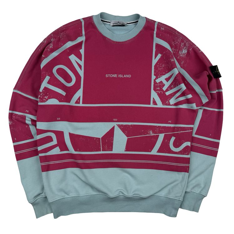 Stone Island 2022 Spellout Graphic Compass Crewneck Jumper - Large