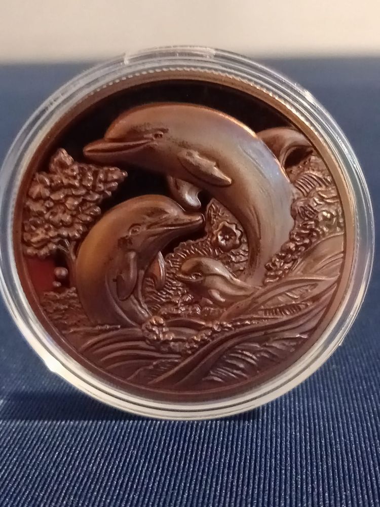 3D Decorative Copper Coin With Dolphin Design