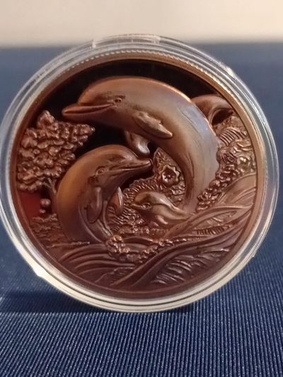 3D Decorative Copper Coin With Dolphin Design