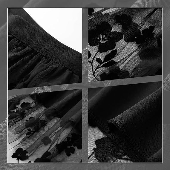 Black Floral Mesh Skirt image 5