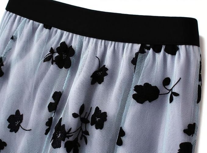 Black Floral Mesh Skirt image 2
