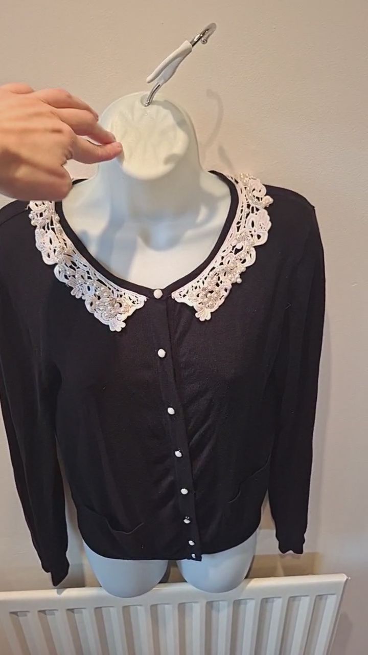 Y2k Peter Pan Collar Cardigan Size 10 image 1