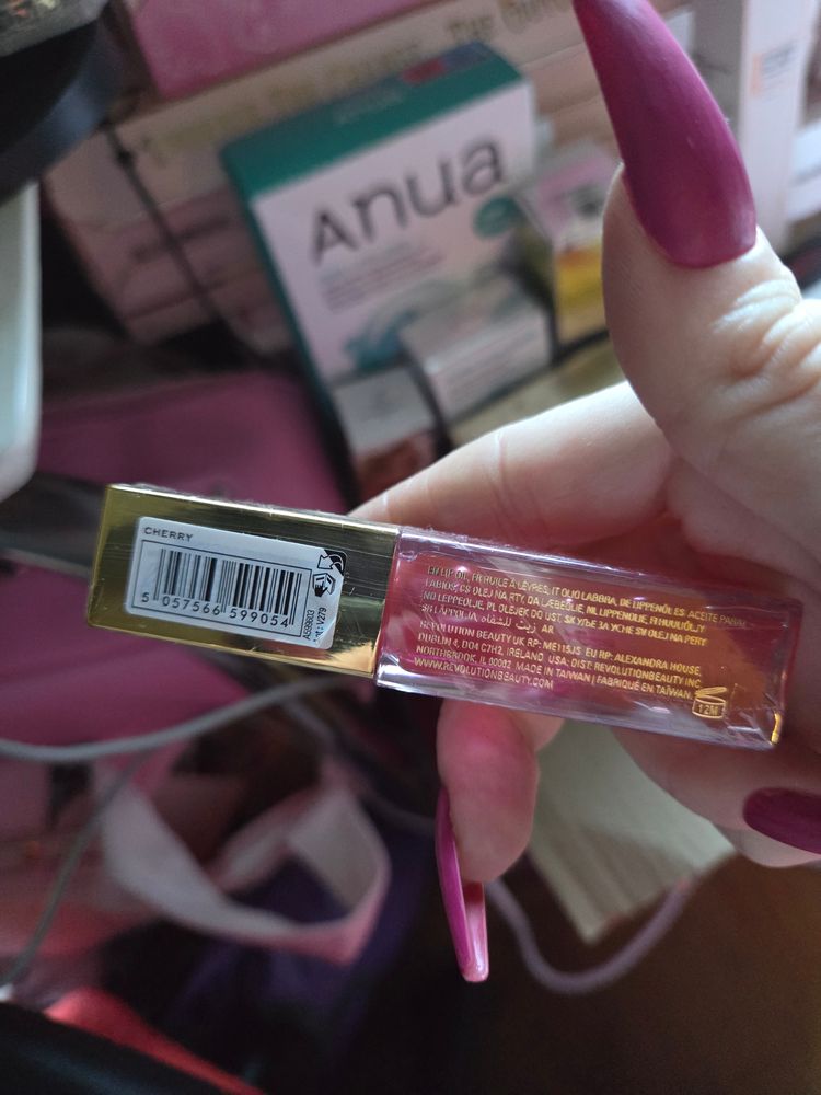 Revolution Pro Glossy Plump Lip Oil in Cherry 2
