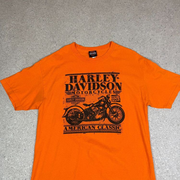 Harley Davidson T Shirt Large Orange North Carolina Outer Banks