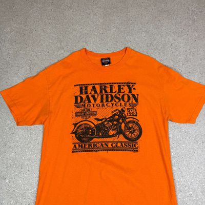 Harley Davidson T Shirt Large Orange North Carolina Outer Banks