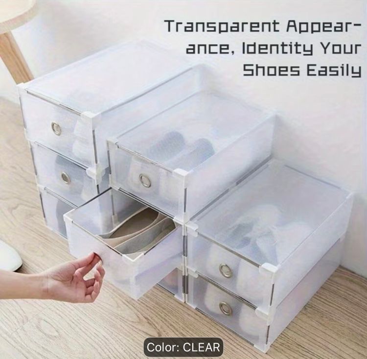Clear Plastic Storage Drawers Set 2