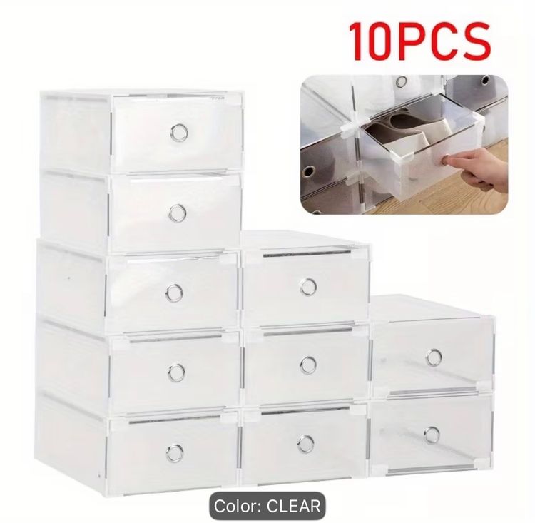 Clear Plastic Storage Drawers Set