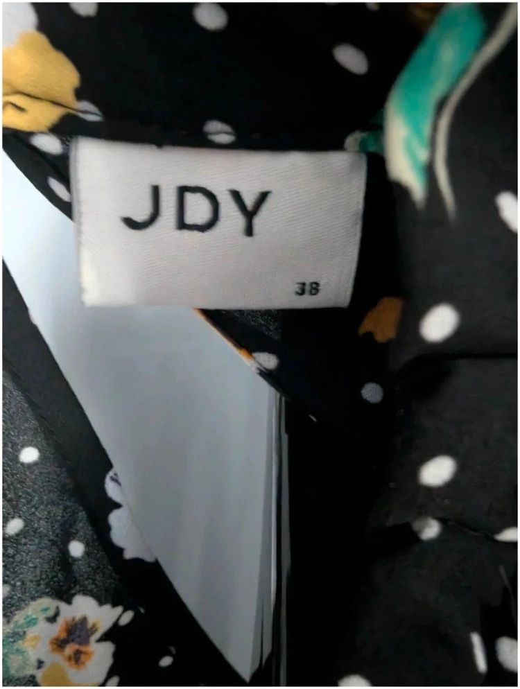 JDY Black Floral Polka Dot Smock Mini Dress UK 10 M imagen 5