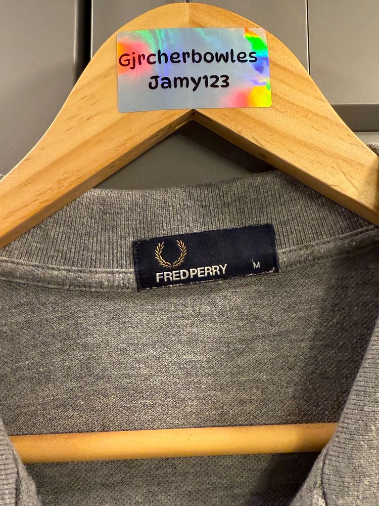 Fred Perry Grey Long Sleeve Polo Shirt imagen 3