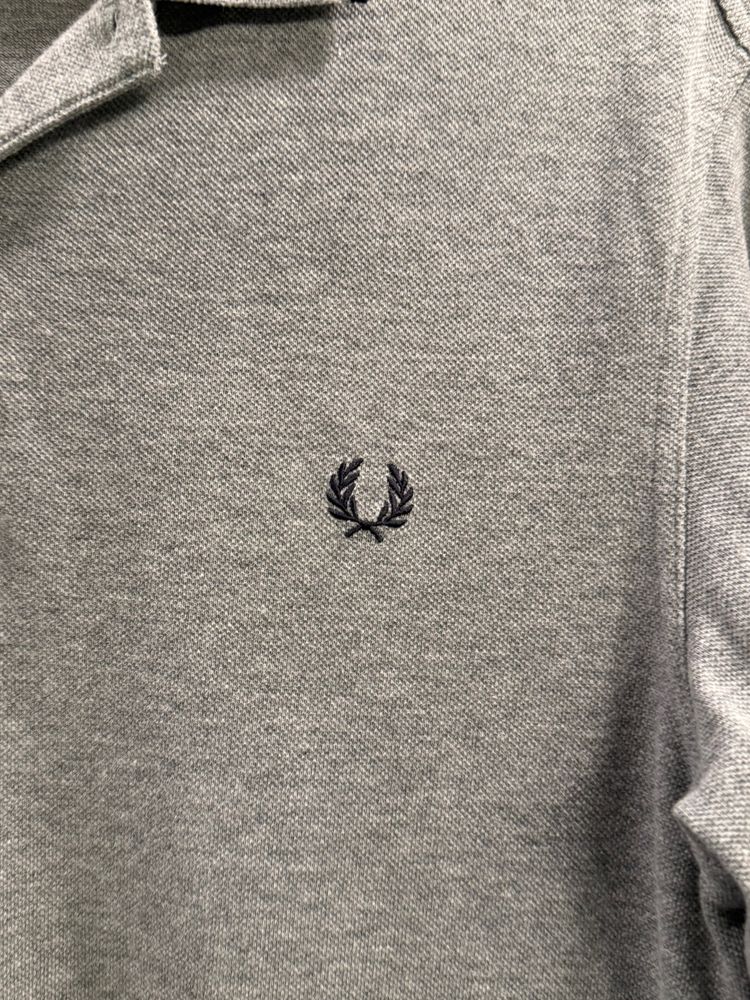 Fred Perry Grey Long Sleeve Polo Shirt imagen 2