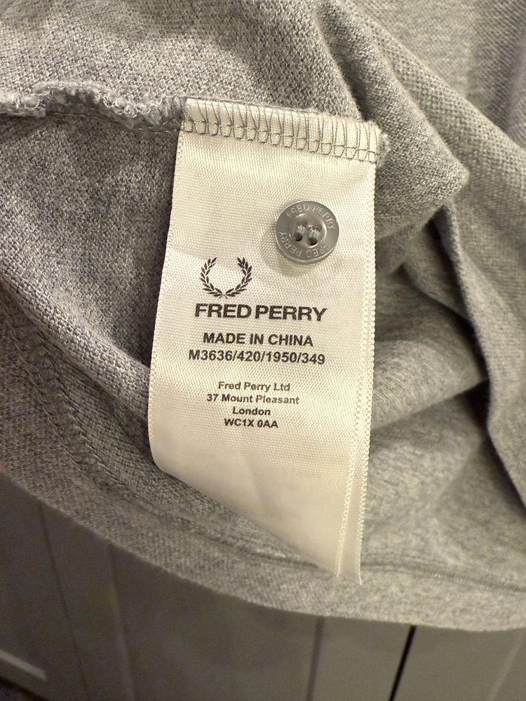 Fred Perry Grey Long Sleeve Polo Shirt imagen 4
