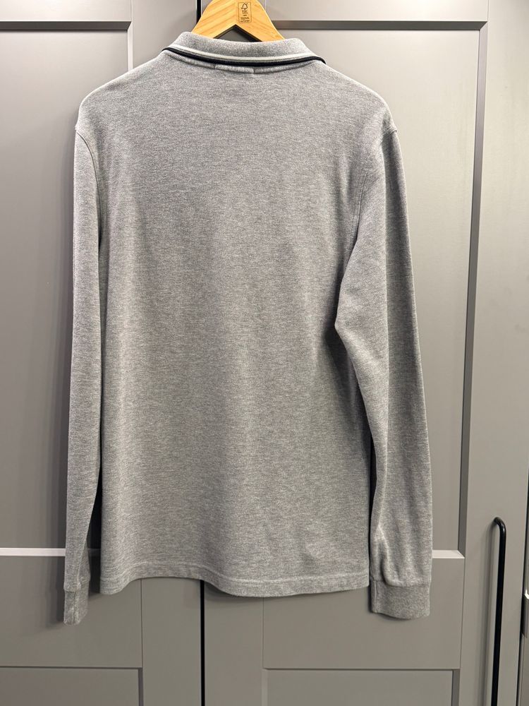 Fred Perry Grey Long Sleeve Polo Shirt imagen 7