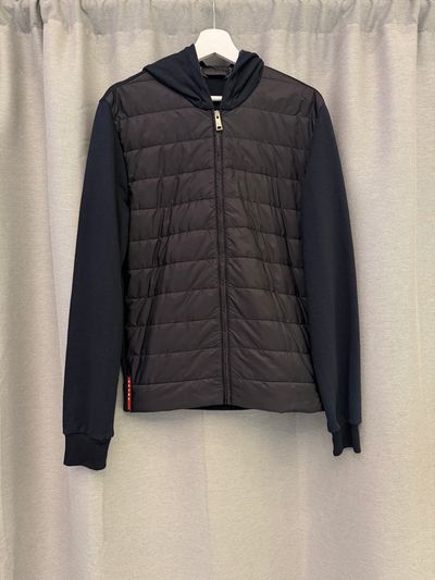 Prada Navy Black Quilted Shell Jacket