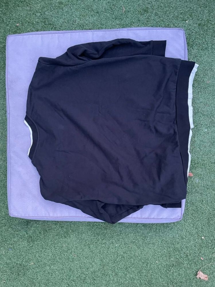 Zara Black & White Sweatshirt Large Contrast Collar image 3