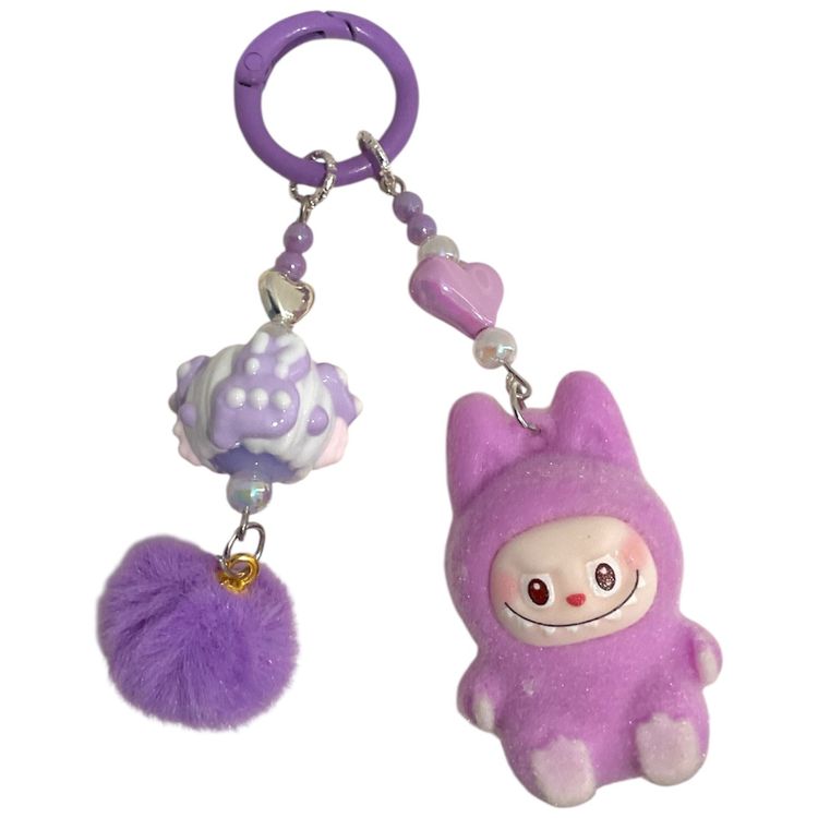 Labubu Style Charm Character Keychain With Pom Pom image 1