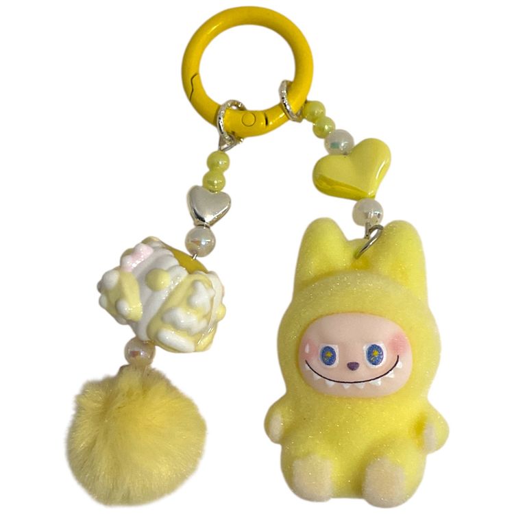 Labubu Style Charm Character Keychain With Pom Pom image 3