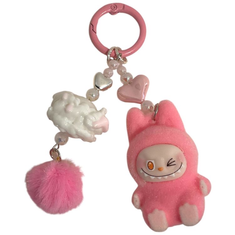Labubu Style Charm Character Keychain With Pom Pom image 7