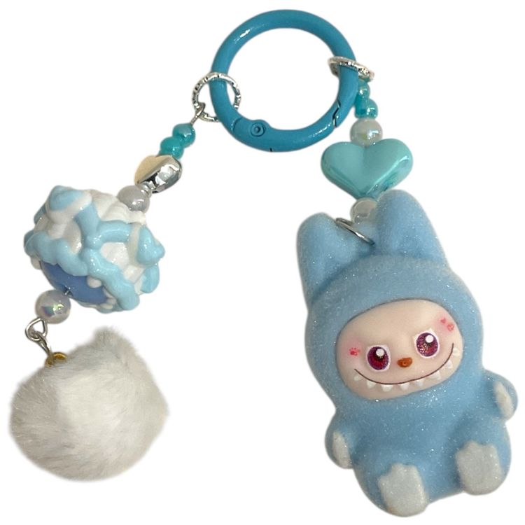 Labubu Style Charm Character Keychain With Pom Pom image 5
