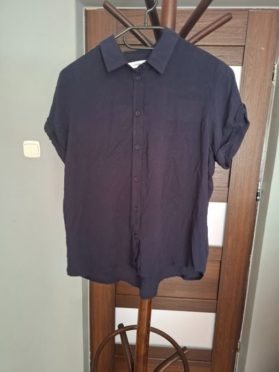 Navy Blue Short Sleeve Button-Up Shirt