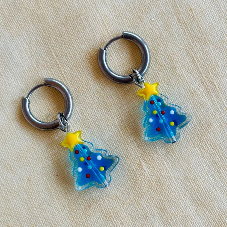 Other Christmas Tree Charm Hoop Earrings product image