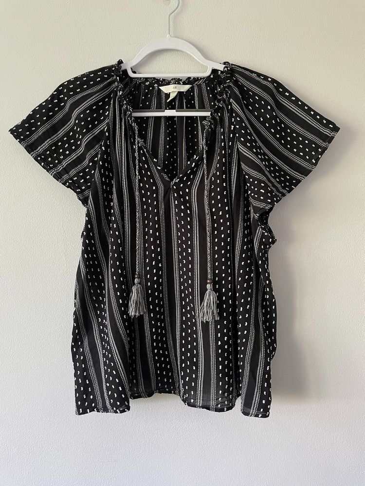 H&M Black and White Striped Blouse