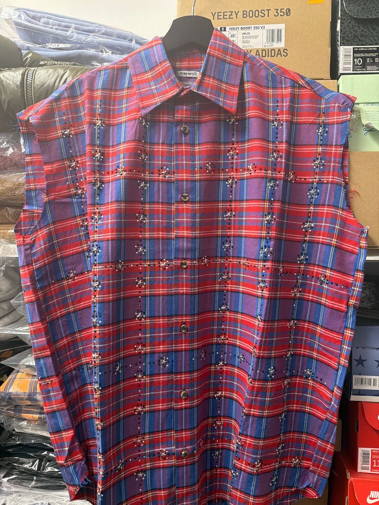 Camicia senza maniche strass quadri