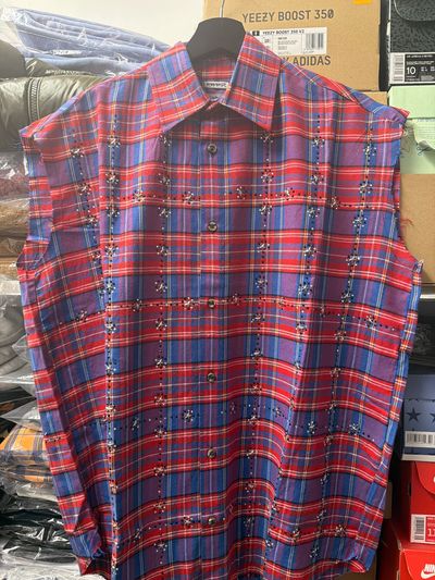 Camicia senza maniche strass quadri