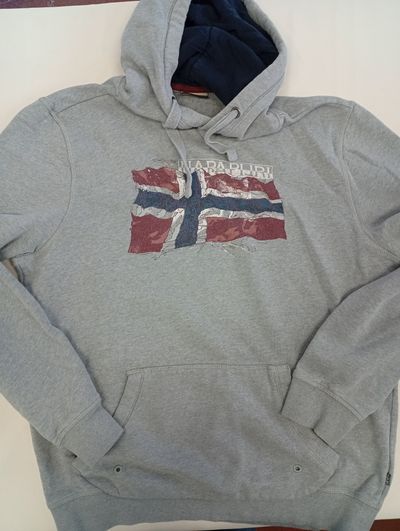 Napapijri Grey Hoodie With Flag Print