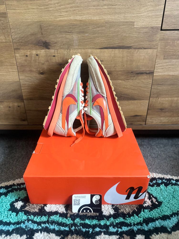 Nike LD Waffle sacai CLOT Kiss of Death Net Orange Blaze U.K. 7.5 4