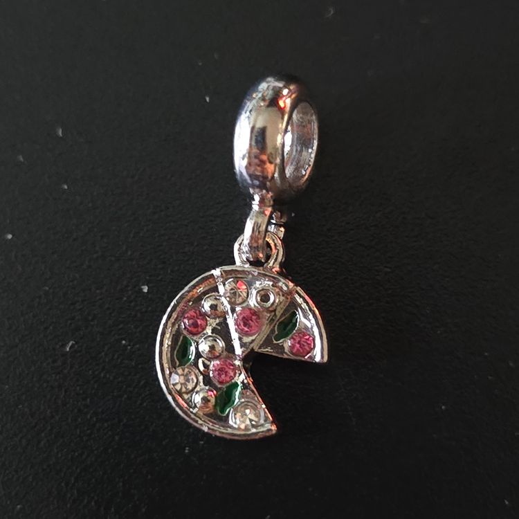 Silver Charm Pendant With Pink And White Stones image 1