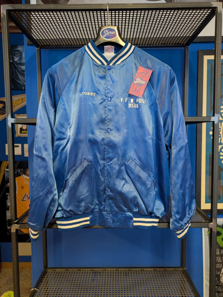 Blue Satin Varsity Jacket
