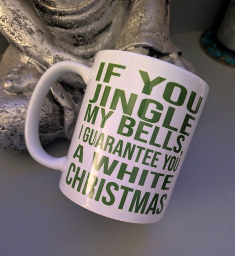 White Ceramic  Christmas Theme Mug With Green 