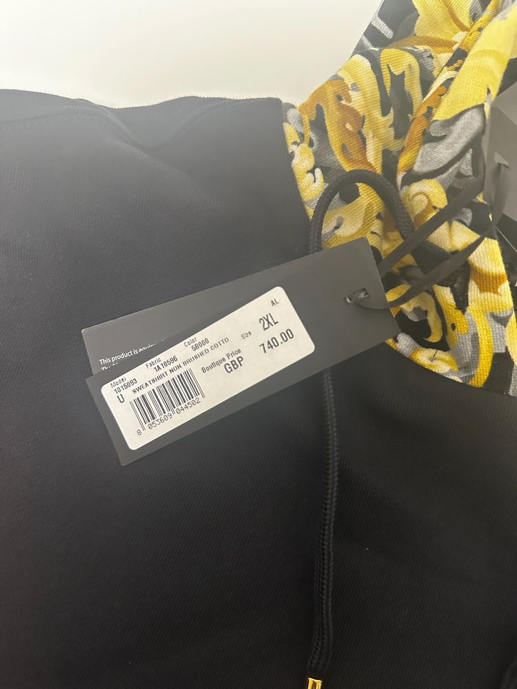 Versace Black Hoodie With Barocco Hood image 5
