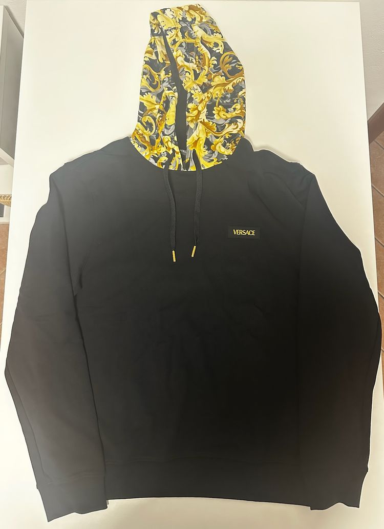 Versace Black Hoodie With Barocco Hood
