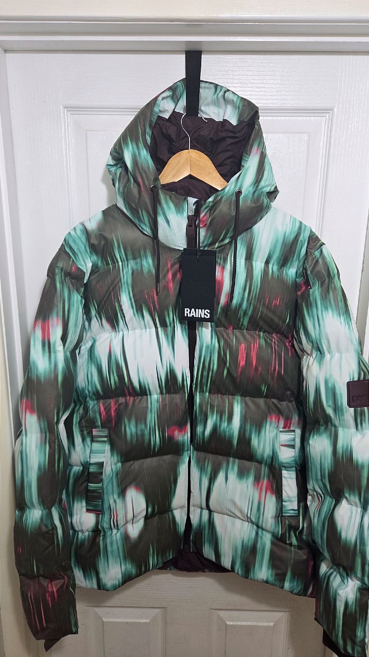 Rains Alta Blue Puffer Jacket Mens Large image 1
